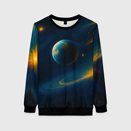 Женский свитшот Пространство Вселенной / 3D-Черный – фото 1