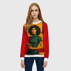 Свитшот женский Девушка с бластером ретрофутуризм поп-арт 1970-е, цвет: 3D-белый — фото 2