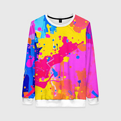 Свитшот женский Яркие пятна акриловой краски на стене, цвет: 3D-белый