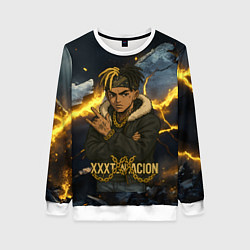 Свитшот женский XXXTentacion мультяшный стиль, цвет: 3D-белый