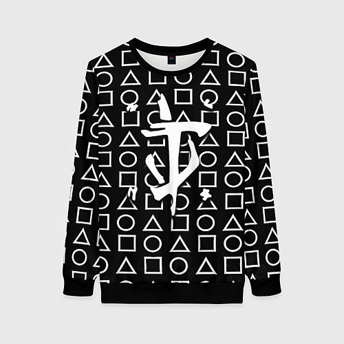 Женский свитшот Doom geometry pattern / 3D-Черный – фото 1