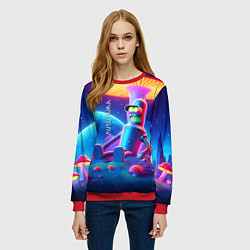 Свитшот женский Робот-сгибальщик Бендер находится под неоновым мух, цвет: 3D-красный — фото 2