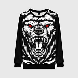 Свитшот женский Яростный медведь, цвет: 3D-черный