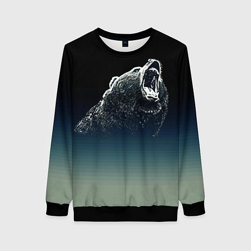 Женский свитшот Бурый в гневе - градиент / 3D-Черный – фото 1