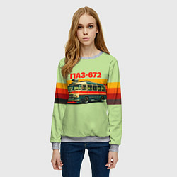 Свитшот женский Ретро автобус ПАЗ-672 поп-арт, цвет: 3D-меланж — фото 2