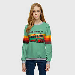 Свитшот женский Ретро автобус ЗИЛ 158ВРА1 поп-арт, цвет: 3D-меланж — фото 2