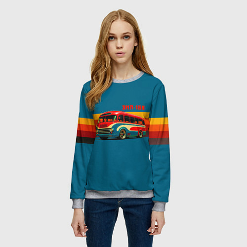 Женский свитшот Ретро автобус ЗИЛ 156 поп-арт / 3D-Меланж – фото 3