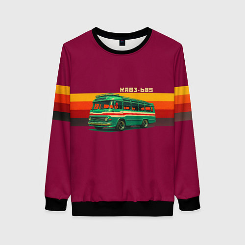 Женский свитшот Ретро автобус КАВЗ-685 поп-арт / 3D-Черный – фото 1