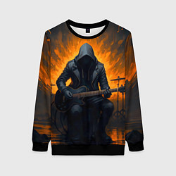 Женский свитшот Гитарист играющий в пламени
