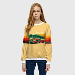 Свитшот женский Ретро автобус ЗИС-127 поп-арт, цвет: 3D-белый — фото 2