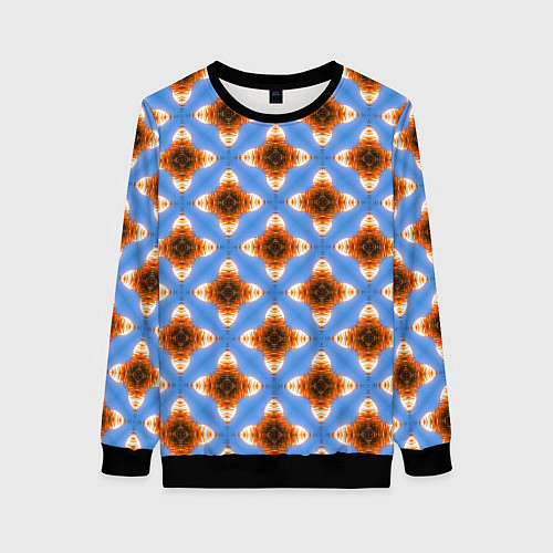 Женский свитшот Калейдоскоп на голубом фоне / 3D-Черный – фото 1