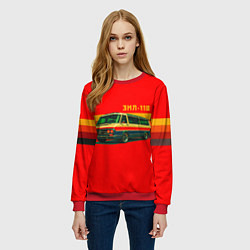 Свитшот женский Ретро автобус ЗИЛ-118 поп-арт, цвет: 3D-красный — фото 2