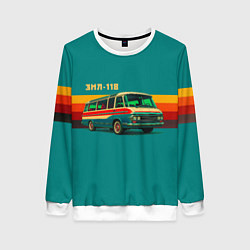 Свитшот женский Ретро автобус ЗИЛ-118 поп-арт, цвет: 3D-белый