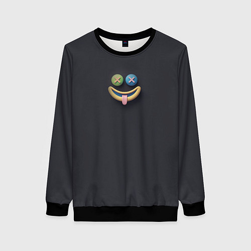 Женский свитшот Мем эмодзи улыбка / 3D-Черный – фото 1