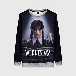Свитшот женский Связаная Уэнсдэй с вещью Wednesday, цвет: 3D-меланж