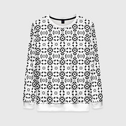 Свитшот женский Черно-белый абстрактный узор, цвет: 3D-белый