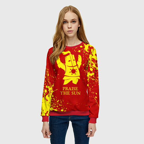 Женский свитшот Praise the sun - dark souls / 3D-Красный – фото 3