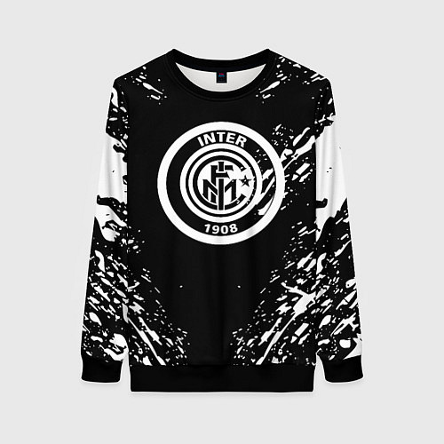 Женский свитшот Inter белые штрихи красок / 3D-Черный – фото 1