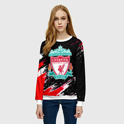 Свитшот женский Liverpool краски штрихи, цвет: 3D-белый — фото 2