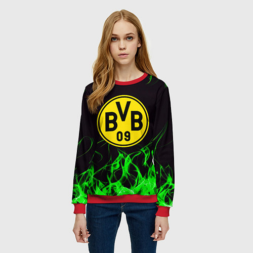 Женский свитшот Borussia зелёный огонь / 3D-Красный – фото 3