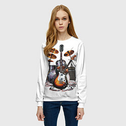 Свитшот женский Рок установка, цвет: 3D-белый — фото 2