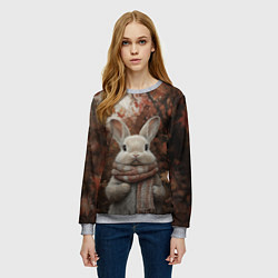 Свитшот женский Зайчишка в шарфе, цвет: 3D-меланж — фото 2
