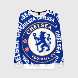 Свитшот женский Челси надписи по кругу и логотип, цвет: 3D-белый