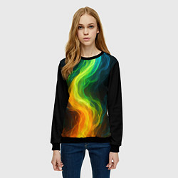 Свитшот женский Разноцветное пламя, цвет: 3D-черный — фото 2