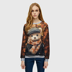 Свитшот женский Мишка в клетчатом шарфе, цвет: 3D-меланж — фото 2