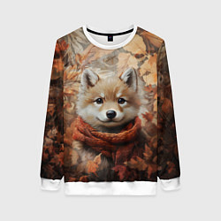 Свитшот женский Осенний волчонок, цвет: 3D-белый