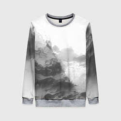 Свитшот женский Абстракция серые волны, цвет: 3D-меланж