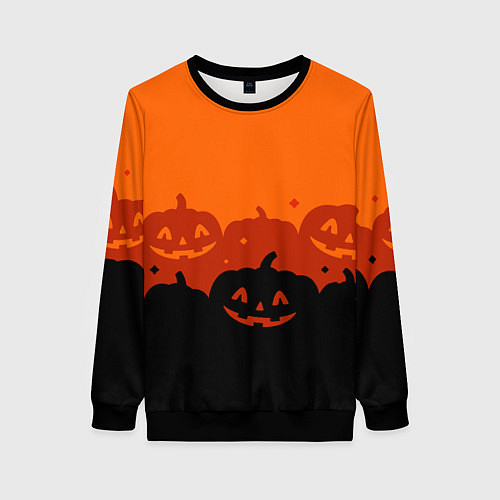 Женский свитшот Хэллоуин счастливые тыквы / 3D-Черный – фото 1