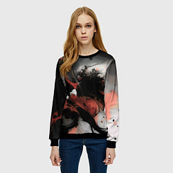Свитшот женский Тёмные краски абстракция красно-чёрный, цвет: 3D-черный — фото 2