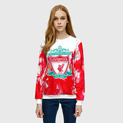 Свитшот женский Liverpool розовый огонь, цвет: 3D-белый — фото 2