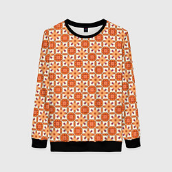 Женский свитшот Оранжевая цветочно-геометрическая текстура