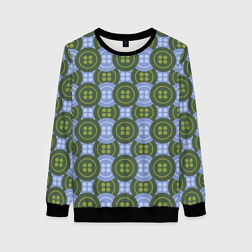 Женский свитшот Зеленые и синие пуговицы / 3D-Черный – фото 1
