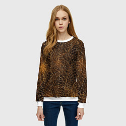 Свитшот женский Золотая сеть, цвет: 3D-белый — фото 2