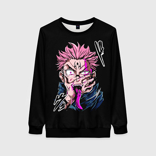 Женский свитшот Итадори с Сукуна на руке / 3D-Черный – фото 1