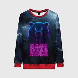 Свитшот женский Rage mode злой медведь, цвет: 3D-красный