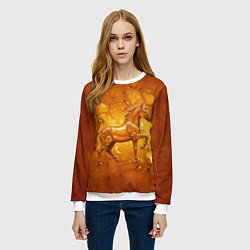Свитшот женский Лошадь из желтого янтаря, цвет: 3D-белый — фото 2