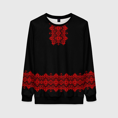 Женский свитшот Вышиванка традиционная / 3D-Черный – фото 1