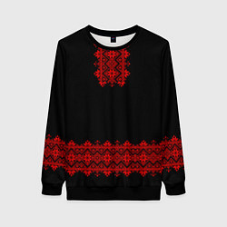 Свитшот женский Вышиванка традиционная, цвет: 3D-черный