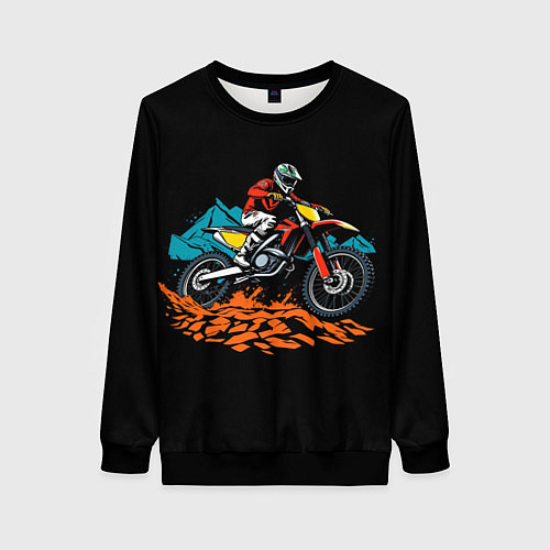 Женский свитшот Motocross and mountains / 3D-Черный – фото 1