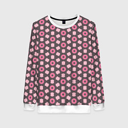 Свитшот женский Абстрактная розовая текстура, цвет: 3D-белый