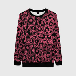 Свитшот женский Тёмный пыльно-розовый стилизация под леопарда, цвет: 3D-черный