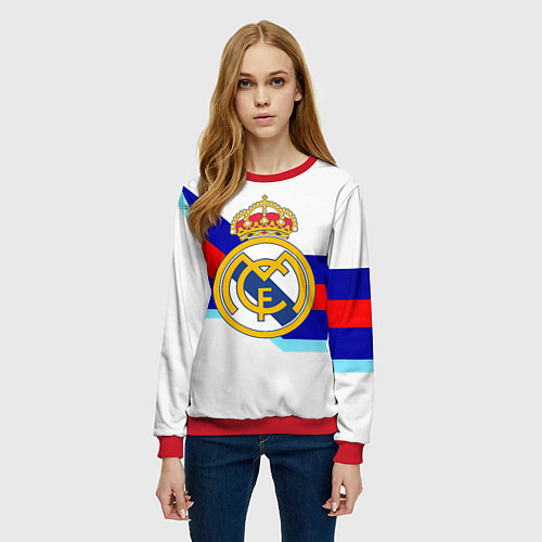 Женский свитшот Real Madrid текстура полосы / 3D-Красный – фото 3