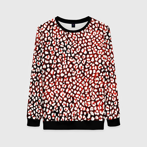 Женский свитшот Тёмный красный с белыми пятнышками / 3D-Черный – фото 1