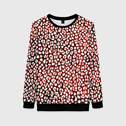 Свитшот женский Тёмный красный с белыми пятнышками, цвет: 3D-черный