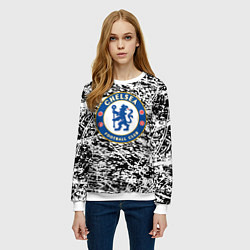 Свитшот женский Челси штрихи красок, цвет: 3D-белый — фото 2
