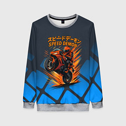 Свитшот женский Speed demon байкер, цвет: 3D-меланж